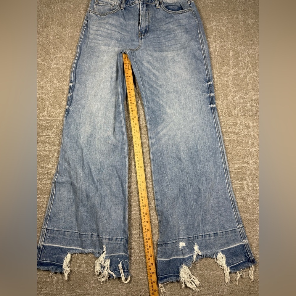 Flying Monkey High Rise Flare Distressed Hem Jean Women Size 29 - Picture 6 of 7